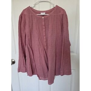 J. Jill Clip Dot Pleated Popover Oversize Tunic Dusty Rose Plus Size 3x